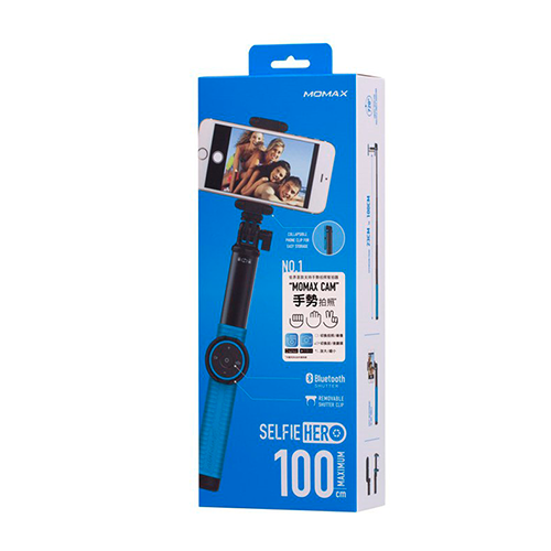 Монопод для селфи Momax Selfie Hero 100 см, с Bluetooth пультом, синий от Яркий Фотомаркет