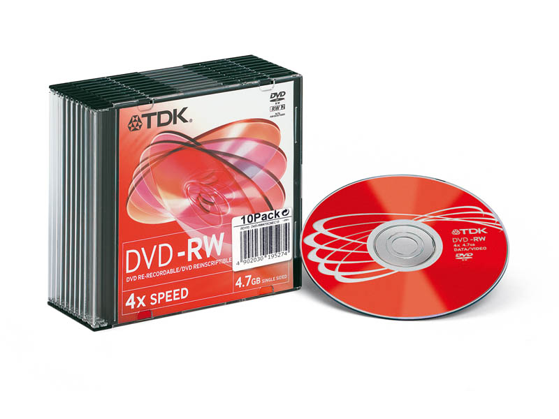 Диск TDK DVD-RW  4.7 Гб 4x Slim