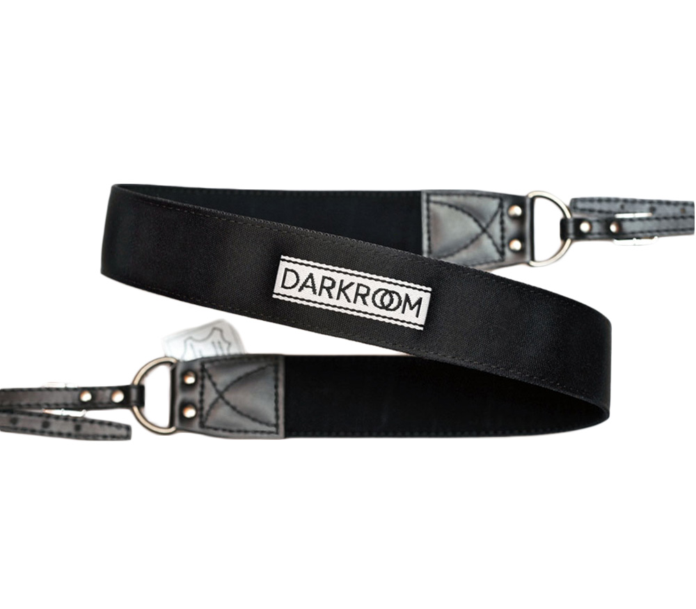 Ремень для фотоаппарата Darkroom 40 мм, текстиль / кожа, толстый ремешок, черный от Яркий Фотомаркет