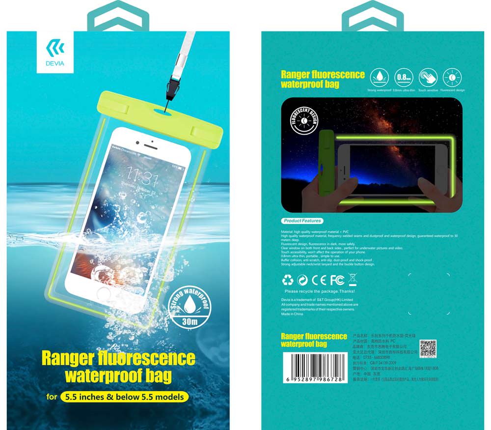 Чехол для смартфона Devia Ranger Fluorescence, водонепроницаемый, черный от Яркий Фотомаркет