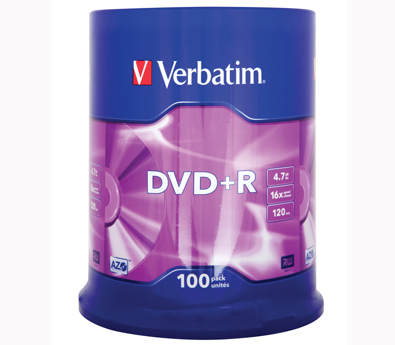 Диск Verbatim DVD+R  4.7 Гб 16х Cake Box (100 дисков)
