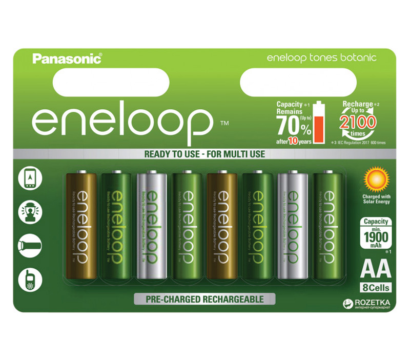 Аккумуляторы Panasonic Eneloop AA 1900 мАч Botanic Edition, 8 шт (BK-3MCCE/8TE) от Яркий Фотомаркет