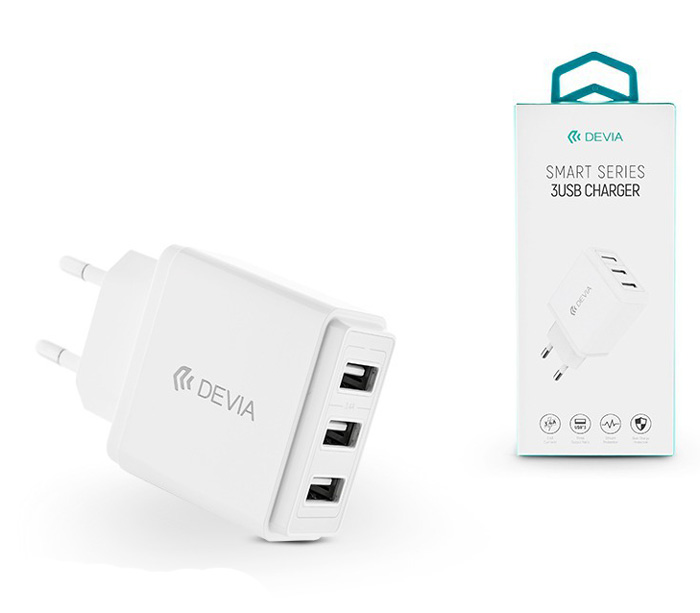 Зарядное устройство Devia Smart Charger 3x USB 17W, белое