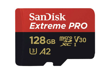 Карта памяти SanDisk MicroSDXC 128GB Extreme PRO A2 V30 UHS-I 170MB/s, с адаптером 