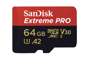 Карта памяти SanDisk MicroSDXC 64GB Extreme PRO A2 V30 UHS-I 170MB/s, с адаптером
