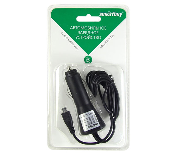 Автомобильное зарядное устройство Smartbuy MicroUSB, 1А, кабель 1.5 м, черное (SBP-1550)