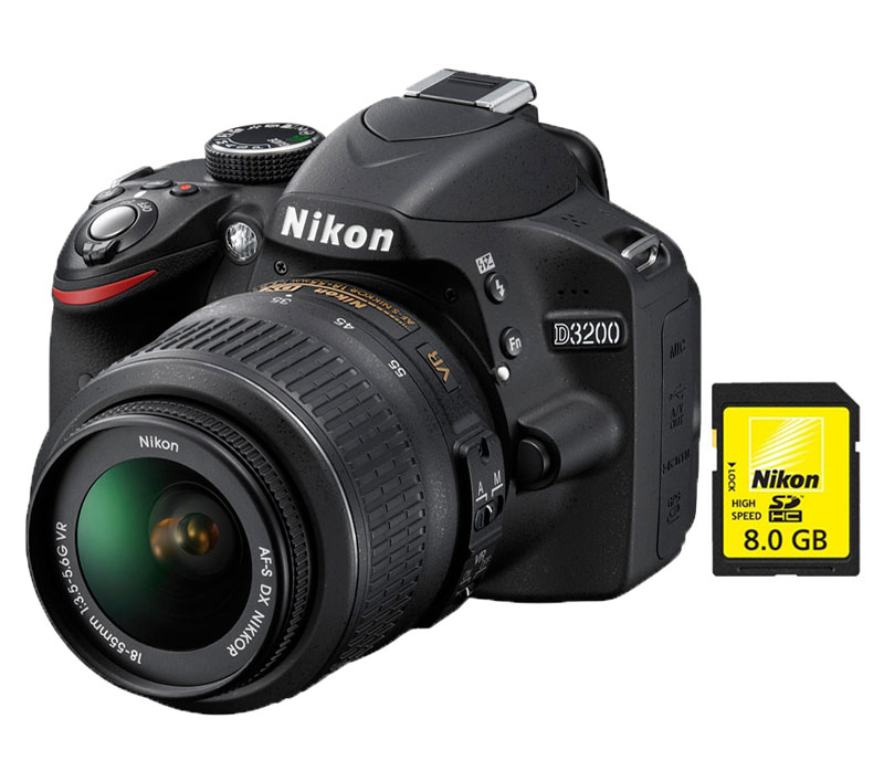 Зеркальный фотоаппарат Nikon D3200 Kit 18-55 AF-S DX G VR+ карта памяти 8GB + фотосумка