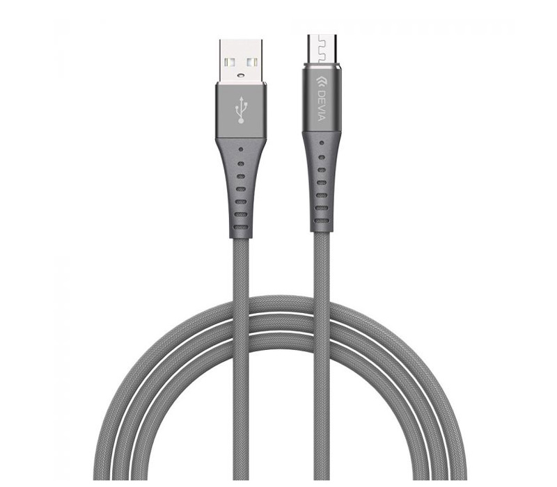 Кабель Devia Braid Micro USB 1 м, серый
