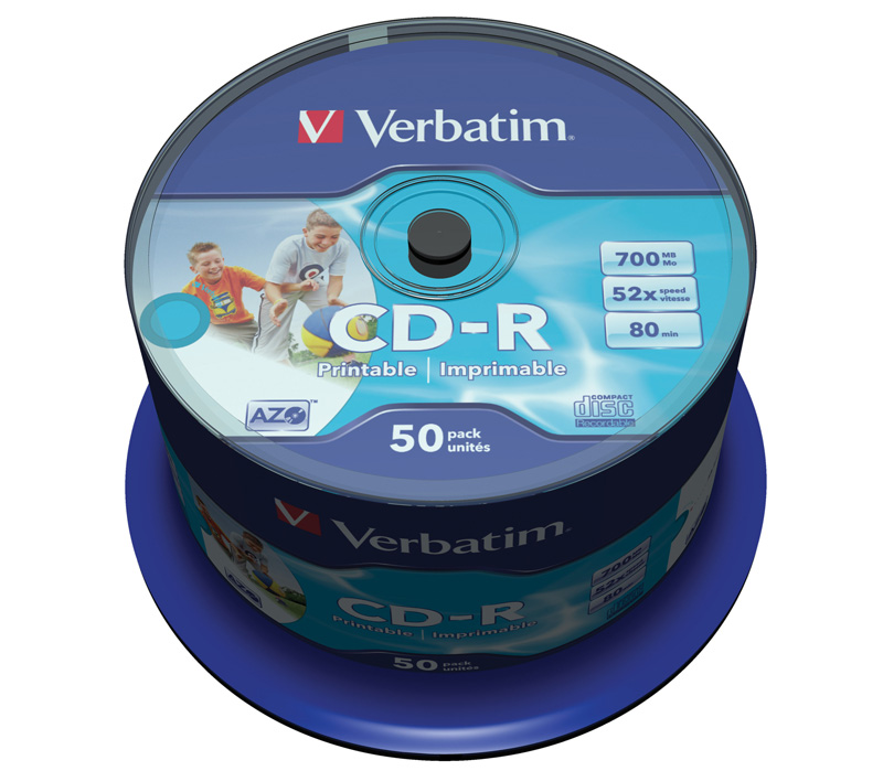 Диск Verbatim CD-R  700 Мб DL+ 52х Photo Printable Cake Box (50 дисков)