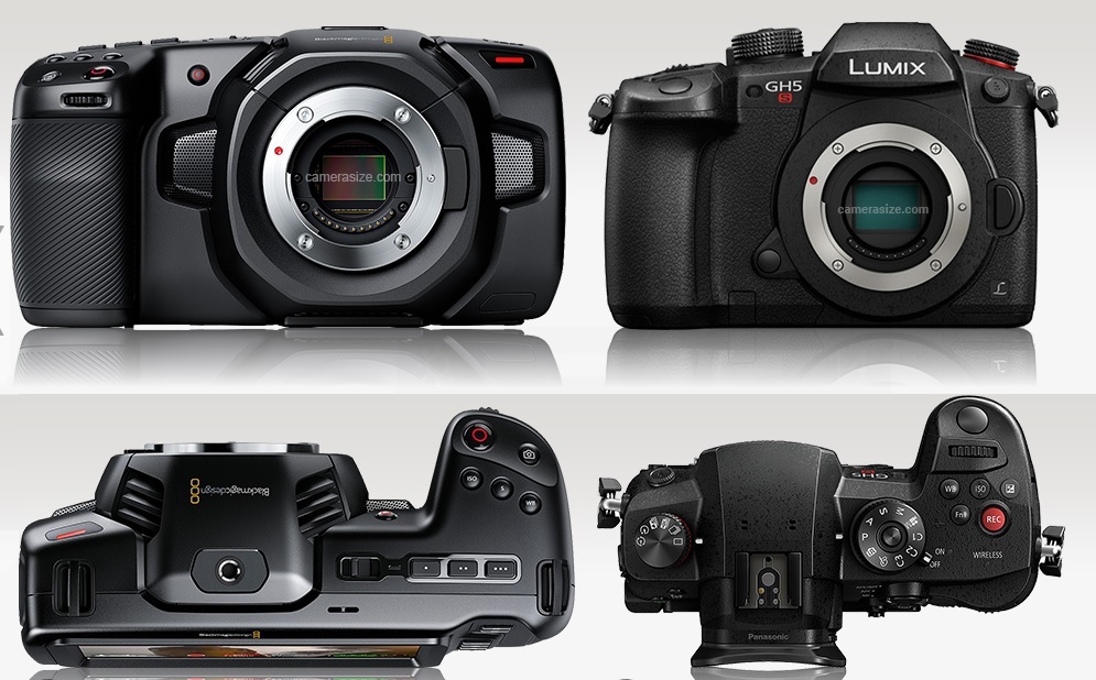 Blackmagic Pocket Cinema Camera 4K в сравнении с Panasonic GH5, размеры