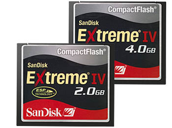 Карты памяти CompactFlash SanDisk Extreme IV  2GB и 4GB.