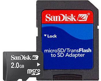 Карта памяти SanDisk MicroSD/TransFlash 2Gb + SD адаптер